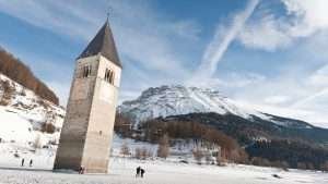 Skifahren am Reschensee – Lago di Resia